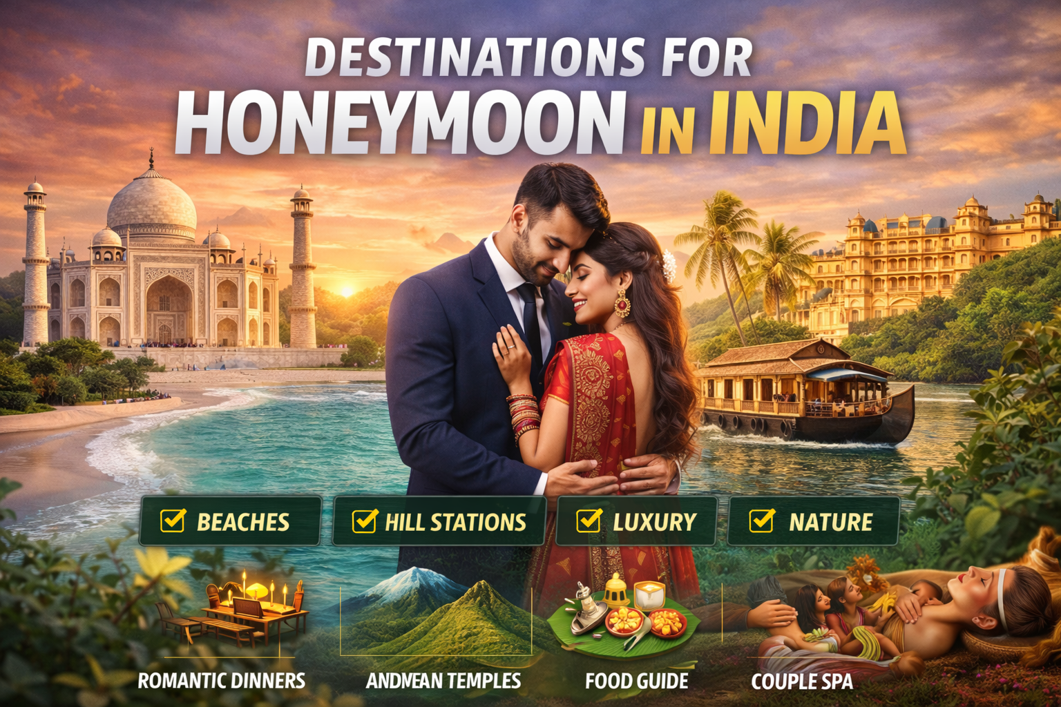 Destinations for honeymoon in India